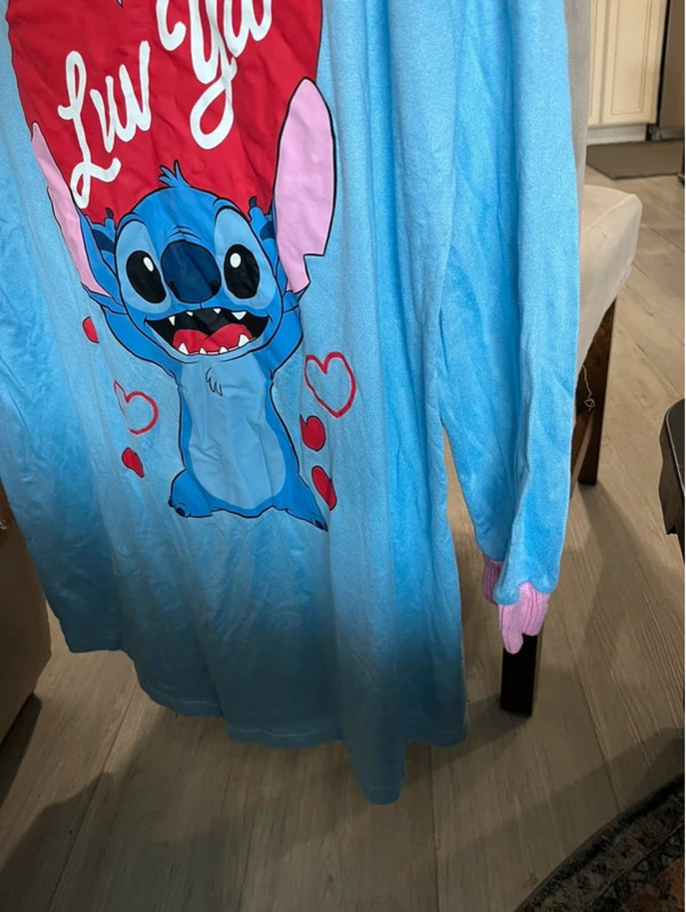 Disney Stitch Nightshirt Womens , M (8-10), Blue With Graphics Girls Shirt - Picture 3 of 9